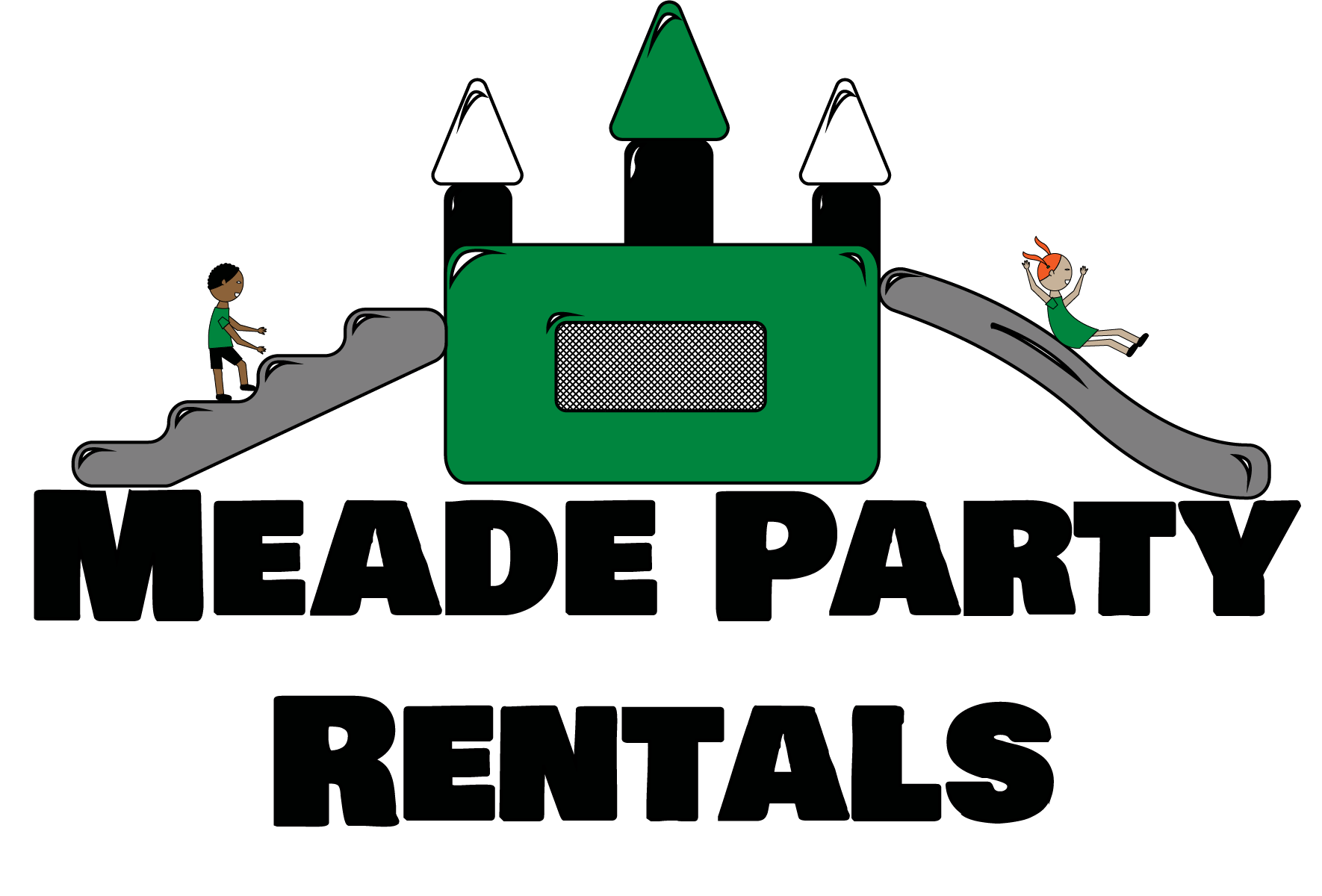 A green and white triangle with two people on it